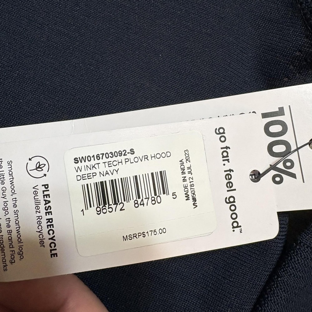 Smartwool Intraknit Merino Tech Hoodie NWT Womens Small Navy Wool Pullover Gorp - Picture 6 of 15